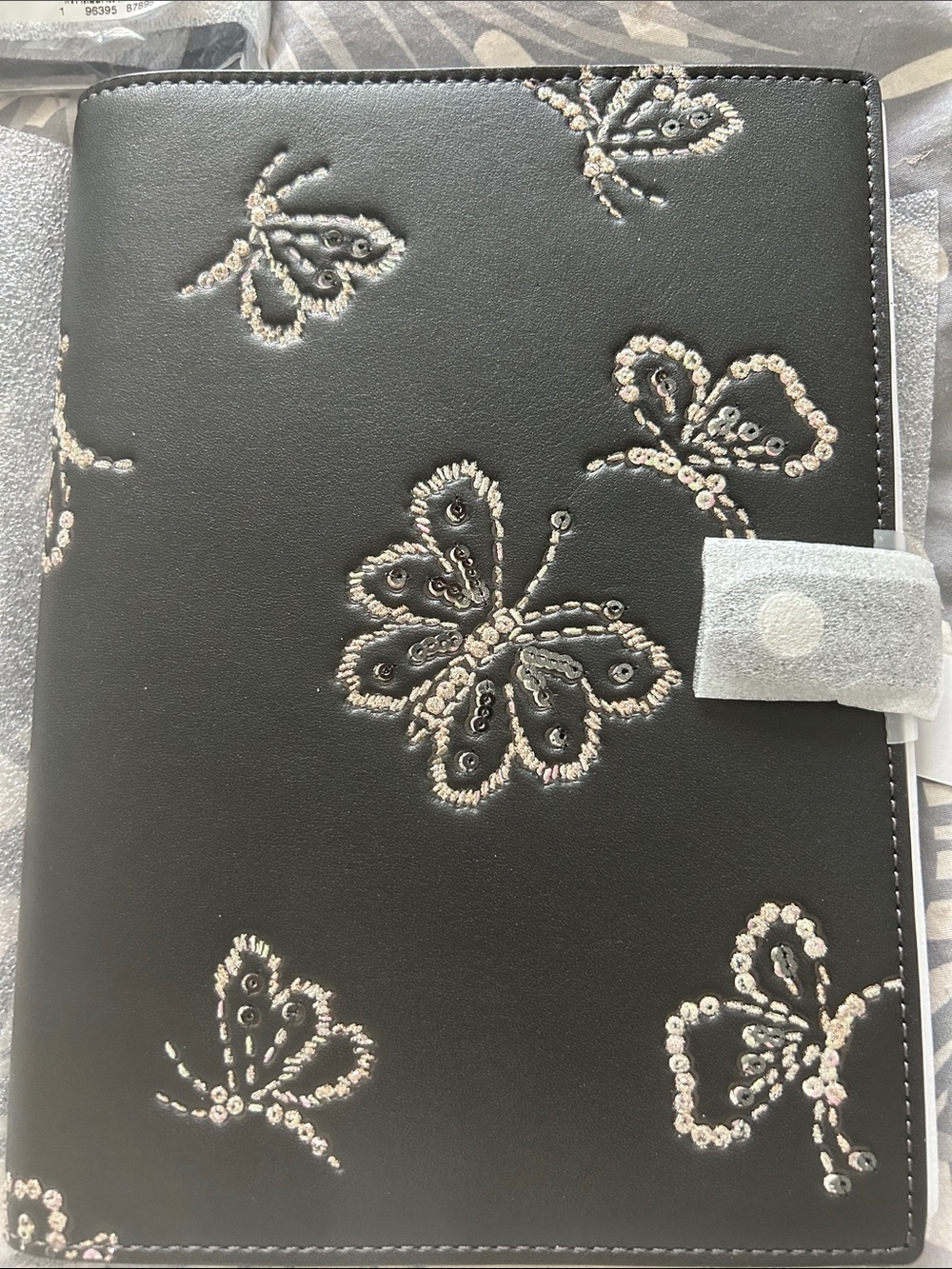 Coach Embellished Butterfly Notebook Cover - Black with Silver Accents